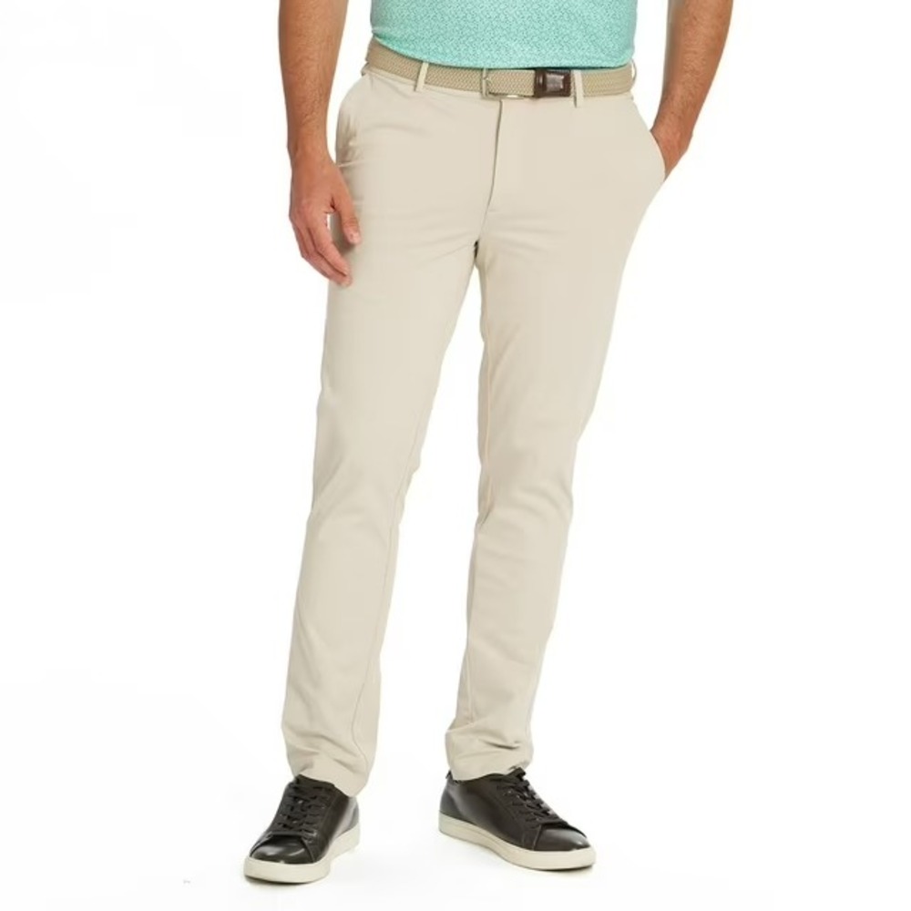 Greg Norman Mens Performance Golf Pant 40x30 Khaki Beige Luxe Tricot Stretch NWT